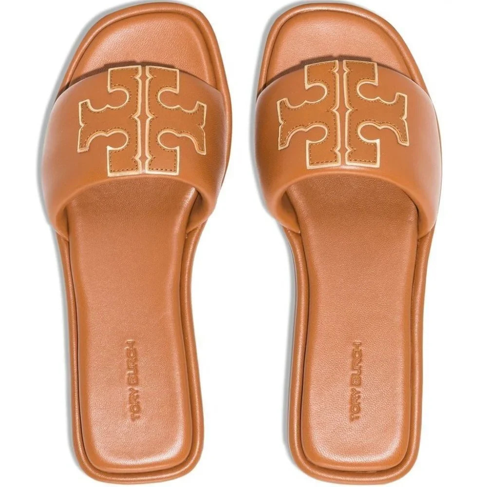Tory Burch Double T flat sandals in Orange/Gold Sz: EU38